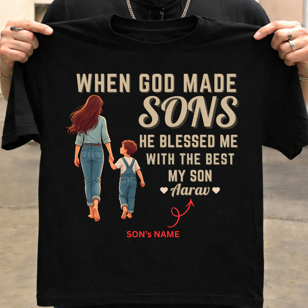 Customized Blessed with my son MOM T-Shirt!