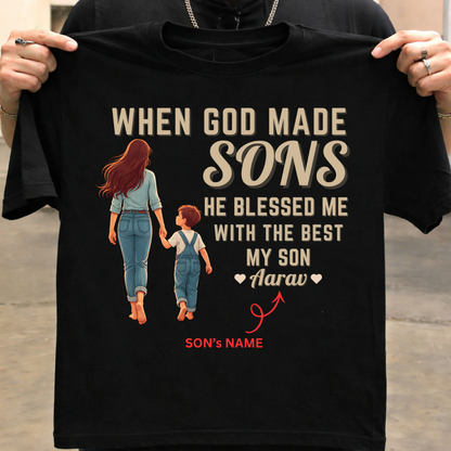 Customized Blessed with my son MOM T-Shirt!