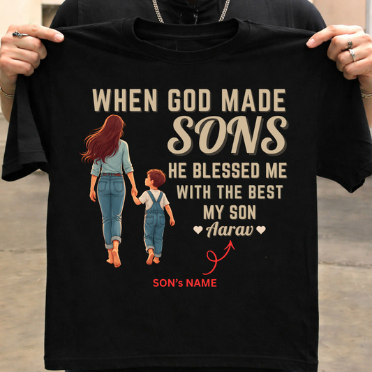 Customized Blessed with my son MOM T-Shirt!