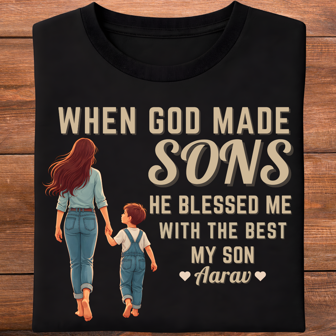 Customized Blessed with my son MOM T-Shirt!