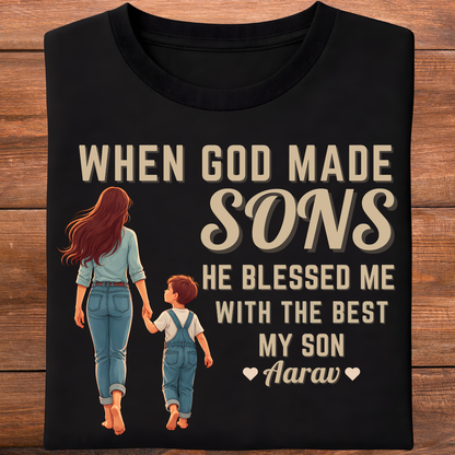 Customized Blessed with my son MOM T-Shirt!