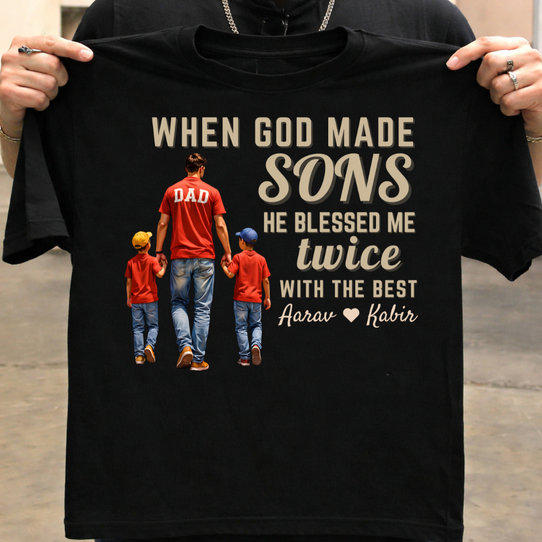 Customized Blessed Twice with the best for DADs T-Shirt!