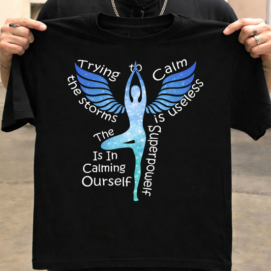 Trying Calm Yoga T-Shirt!