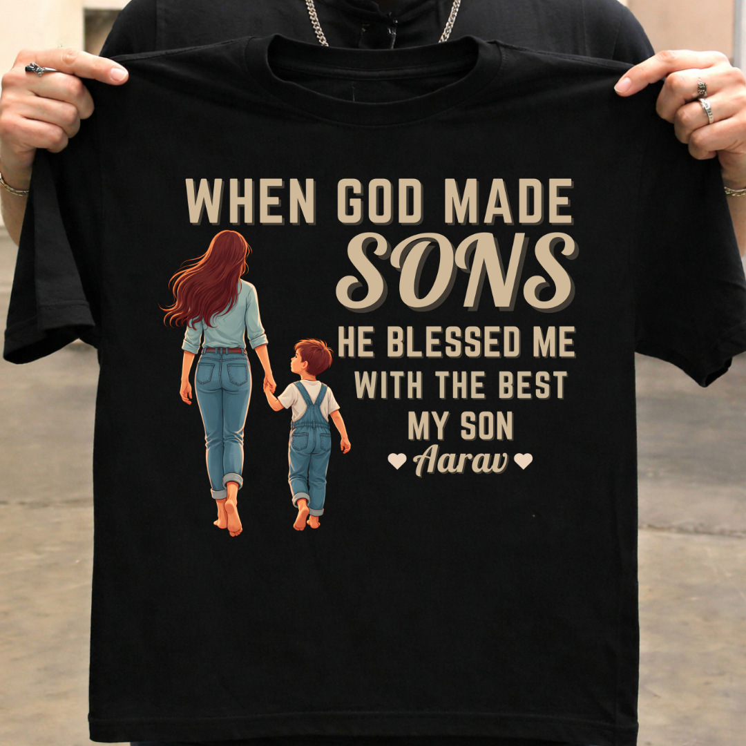 Customized Blessed with my son MOM T-Shirt!