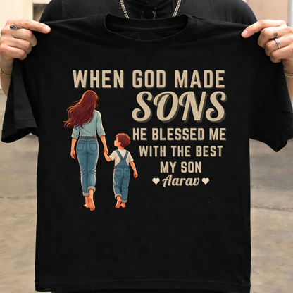 Customized Blessed with my son MOM T-Shirt!