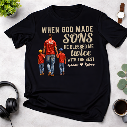 Customized Blessed Twice with the best for DADs T-Shirt!