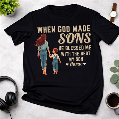 Customized Blessed with my son MOM T-Shirt!
