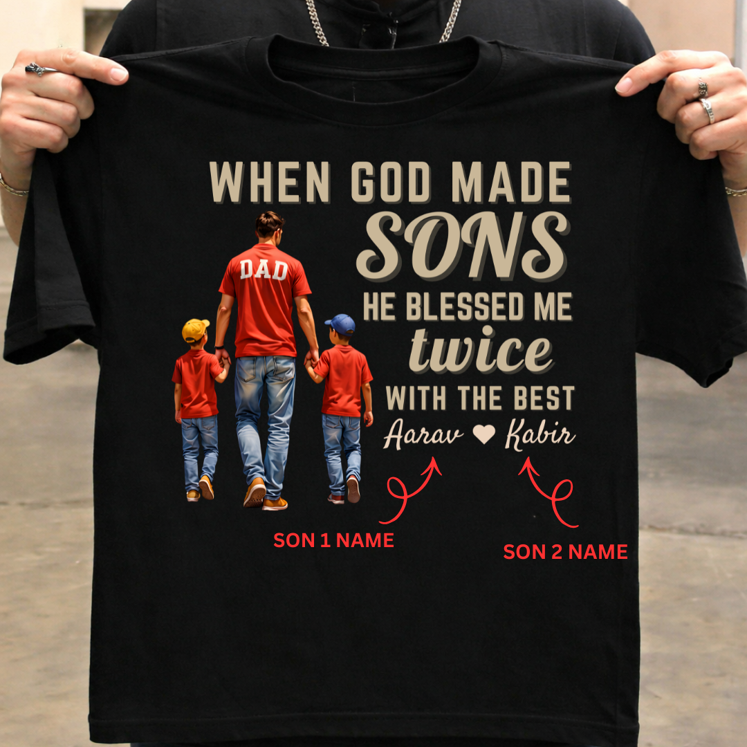 Customized Blessed Twice with the best for DADs T-Shirt!